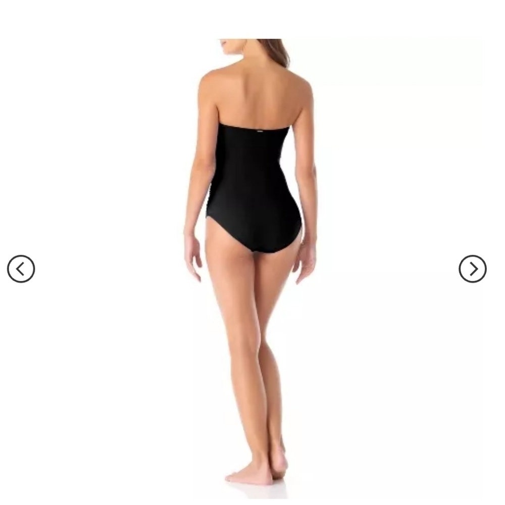 Anne Cole Women's Solid Black Twist Front Shirred One Piece Swimsuit size 6 New - Picture 7 of 8